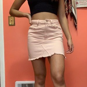 Pink denim skirt